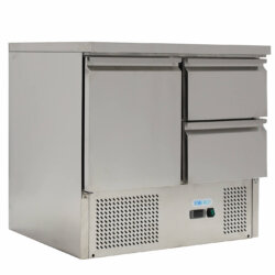 Professional Static Refrigerated Saladette Table +2°C/+10°C 1 Door and 2 Drawers Professional Static Refrigerated Saladette Table +2°C/+10°C 1 Door and 2 Drawers