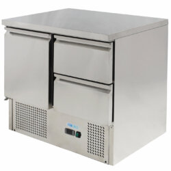Statisch gekühlter Profi-Saladetten-Tisch +2°C/+10°C 1 Tür und 2 Schubladen