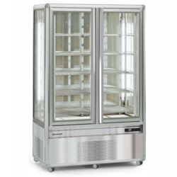 Refrigerated display case 2 doors +4/+10 °C rotating shelves 700 Lt with led lighting L. 115 cm Tecfrigo