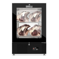 Fleischtheke schwarz kunststoffbeschichteter Stahl Touchpanel 35 kg Meatico 150 Fleischtheke schwarz kunststoffbeschichteter Stahl Touchpanel 35 kg Meatico 150