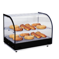 Warme Thekenvitrine 2 Böden gebogenes Hartglas DHN 500
