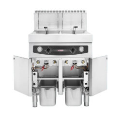 Gasfritteuse 17 +17 Liter Tiefe 70 cm auf Elframo Tiefziehwannenschrank Gasfritteuse 17 +17 Liter Tiefe 70 cm auf Elframo Tiefziehwannenschrank